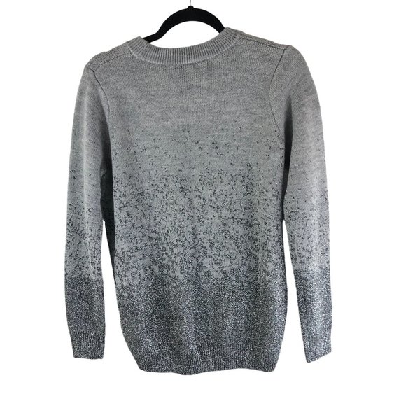 H&M Womens Sweater Chunky Knit Oversized Metallic Ombre Crew Neck Gray Silver S - Picture 2 of 4